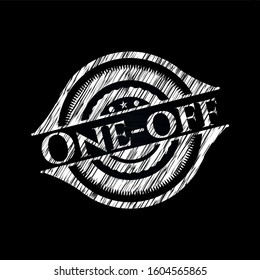 One-off written on a blackboard. Vector Illustration. Detailed.