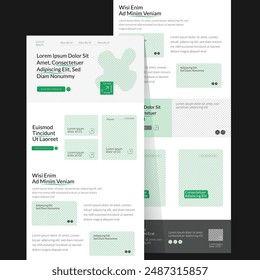One-page website design template for Multipurpose business. Landing page wireframe for email newsletter template. Flat modern responsive design: Header, Service, About, Product