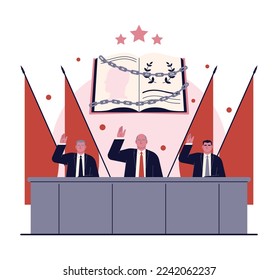 One-party dictatorship political regime where single political party dominates politics. Political systems that regulate the operation of institutions and society. Flat vector illustration