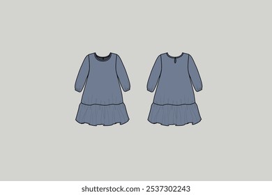 a one-piece garment that covers the body and extends down over the thighs or legs, worn typically by women and girls.