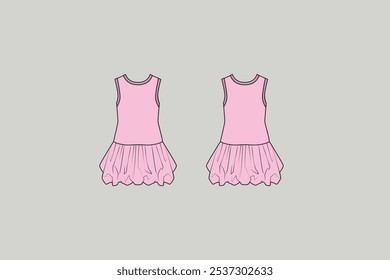 uma peça única de vestuário que cobre o corpo e se estende por cima das coxas ou pernas, normalmente usada por mulheres e meninas.