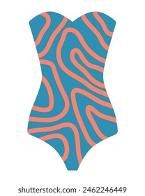 Bañador de una pieza con estampado abstracto. Ilustración vectorial aislada para diseño de verano