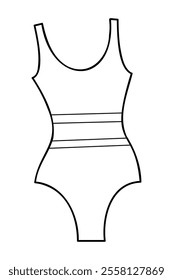 One-piece swimsuit in black outline. Clip art for your projects.