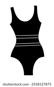 One-piece swimsuit in black and white colors. Clip art for your projects.