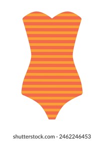 One-piece swimsuit with stripes and no straps. Isolated vector illustration for summer design.