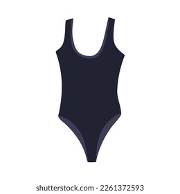 One-piece swimwear, bodysuit. Women summer swimsuit, body apparel. Beachwear, bathing suit. Ladies female clothes, beach garment. Flat vector illustration isolated on white background