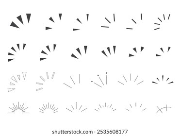 Conjunto de ícones de um ponto, como linhas radiais