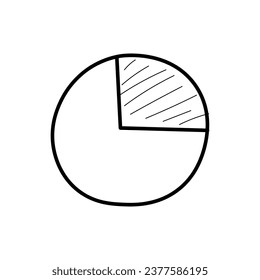 One-quarter fraction circle with fraction number. Fraction parts. Numerator, denominator and dividing line. Mathematics resources for teachers and students. Vector illustration.