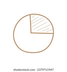 One-quarter fraction circle with fraction number. Fraction parts. Numerator, denominator and dividing line. Mathematics resources for teachers and students. Vector illustration.
