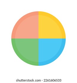 One-quarter fraction circle. Fraction parts. Scientific vector illustration isolated on white background.