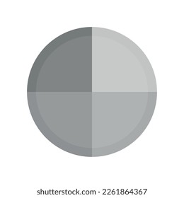 One-quarter fraction circle. Fraction parts. Scientific vector illustration isolated on white background.
