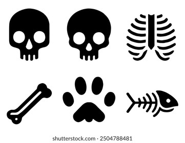 ones Silhouette Set Featuring Various Skeletal Structures and Poses | Anatomical and Versatile Design | Flat Vector Illustration