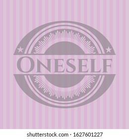 Oneself badge with pink background. Vector Illustration. Detailed.