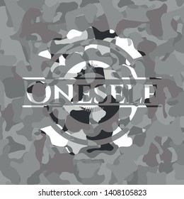 Oneself on grey camouflaged pattern