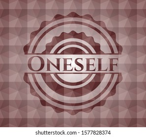 Oneself red polygonal badge. Seamless.