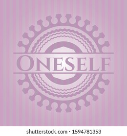 Oneself retro pink emblem. Vector Illustration. Detailed.