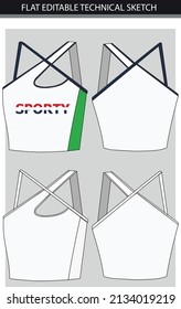One-shoulder crop fitted top vector file