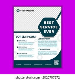 One-sided business flyer, brochure vector polygon type design template
