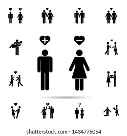 One-sided love icon. Universal set of people in love for website design and development, app development