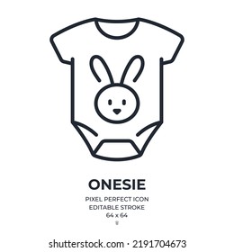 Onesie editable stroke outline icon isolated on white background flat vector illustration. Pixel perfect. 64 x 64.