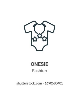 Onesie outline vector icon. Thin line black onesie icon, flat vector simple element illustration from editable fashion concept isolated stroke on white background