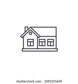 One-storey house linear icon concept. One-storey house line vector sign, symbol, illustration.