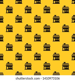 One-storey house pattern seamless vector repeat geometric yellow for any design