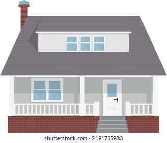 Casa de una planta con un ático en vector	