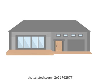 One-story house building illustration material