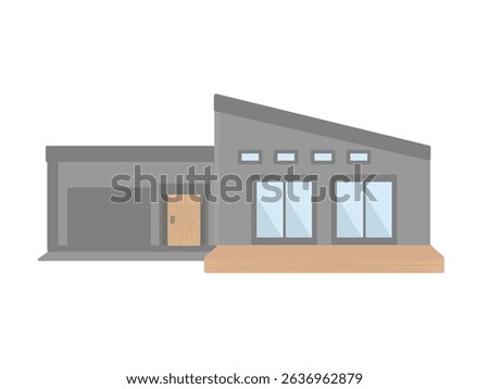 One-story house building illustration material