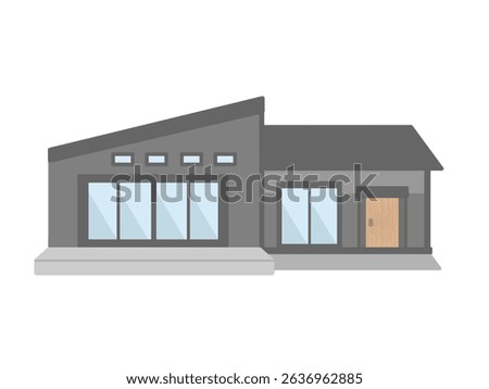 One-story house building illustration material