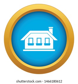 One-story house with three windows icon blue vector isolated on white background for any design