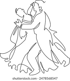 A one-stroke illustration of social dancing.