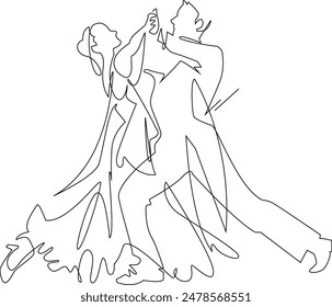 A one-stroke illustration of social dancing.