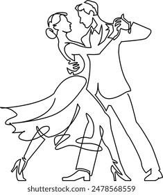 A one-stroke illustration of social dancing.