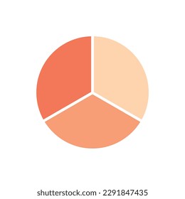 One-third fraction circle with fraction number. Fraction parts. Numerator, denominator and dividing line. Scientific vector illustration isolated on white background.