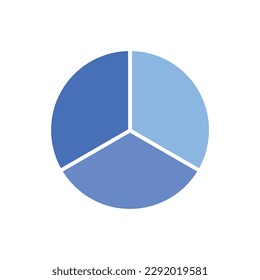 One-third fraction circle with fraction number. Fraction parts. Numerator, denominator and dividing line. Scientific vector illustration isolated on white background.