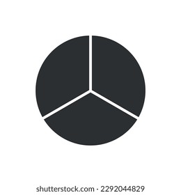 One-third fraction circle with fraction number. Fraction parts. Numerator, denominator and dividing line. Scientific vector illustration isolated on white background.