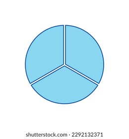 One-third fraction circle with fraction number. Fraction parts. Numerator, denominator and dividing line. Scientific vector illustration isolated on white background.