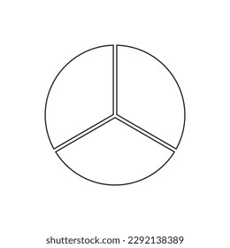 One-third fraction circle with fraction number. Fraction parts. Numerator, denominator and dividing line. Scientific vector illustration isolated on white background.