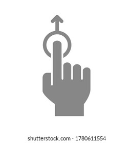 Un solo toque y sube el icono gris. Símbolo de gesto de la mano de la pantalla táctil