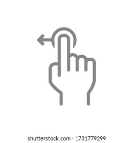 One-touch and swipe left line icon. Touch screen hand gesture symbol