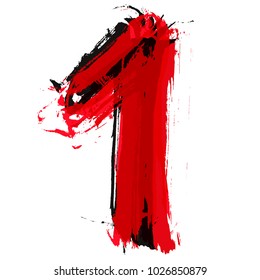 One.Vector brush paint lettering.