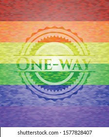 One-way lgbt colors emblem. Vector Illustration. Mosaic.