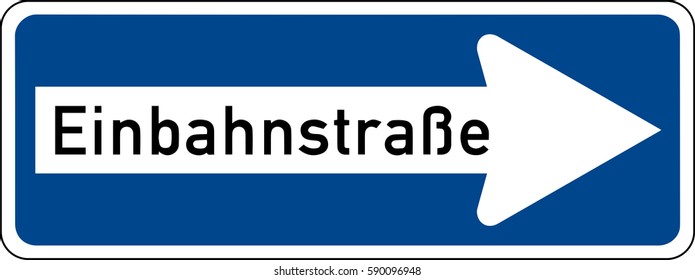 A one-way street. Vector road sign Germany.