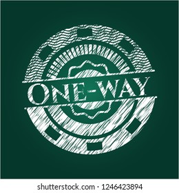 One-way written on a blackboard