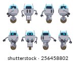 One-wheel futuristic robot. The objects are isolated against the white background and shown from different sides