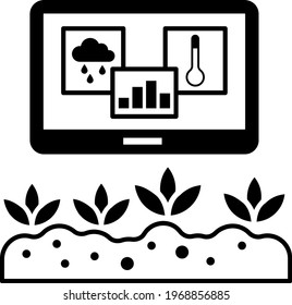 On-farm Self efficiency Monitoring Vector Icon Design, Smart agriculture symbol, Digital agriculture Sign, satellite farming stock illustration, real-time data for crop care decisions Concept