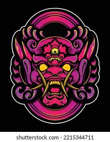 Oni Demon Mascot Illustration Vector Image