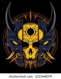 Oni Demon Mask Illustration Image
